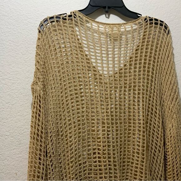 BiBi Crochet  Long Sleeve Shirt Oversized Top size M white bow accent sleeves - Picture 6 of 9